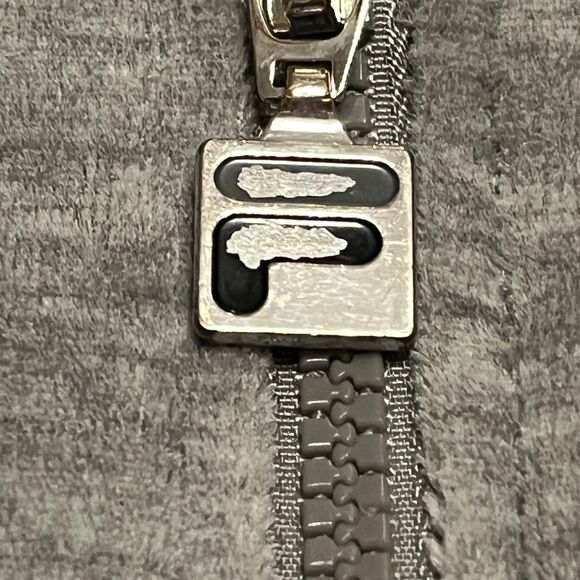 Fila Velour Full Zip Jacket Color Block Gray White Black Logo XL Good - Picture 4 of 12